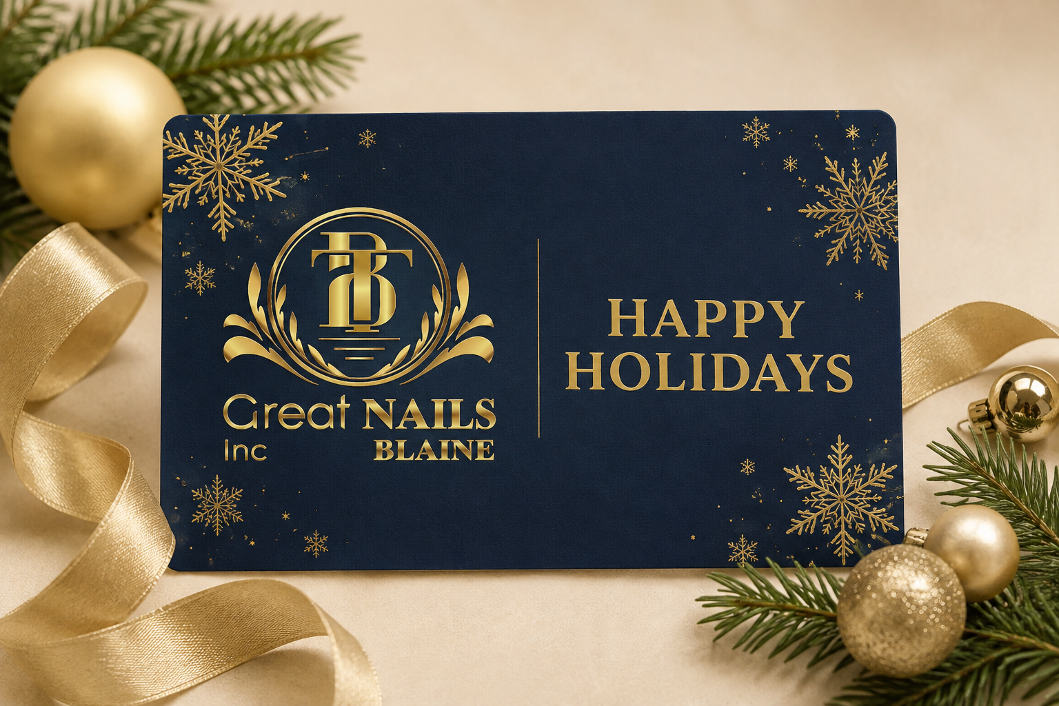 Great Nails Happy Holidays digital gift card design